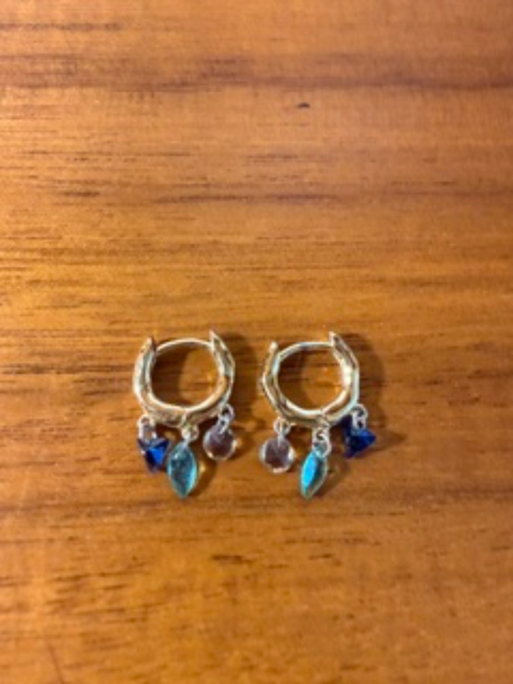 Gorjana gold huggies with 3 colored stones